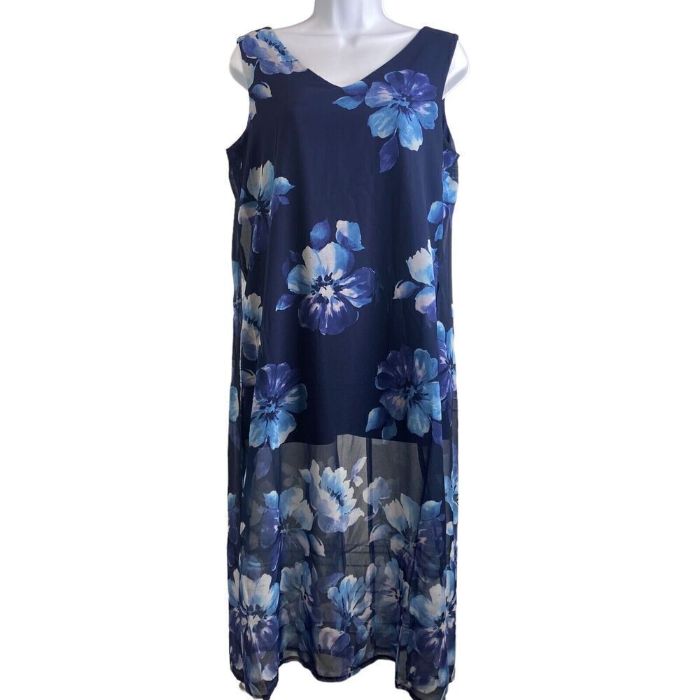 Coldwater Creek‎ Women’s Flowy Sheer Overlay Tank Dress Size 10P Beachy Boho